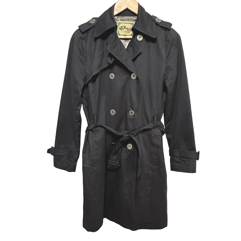 Anthropologie Fillmore Studio 3/4 Trench Coat Womens S Black Classic Outerwear